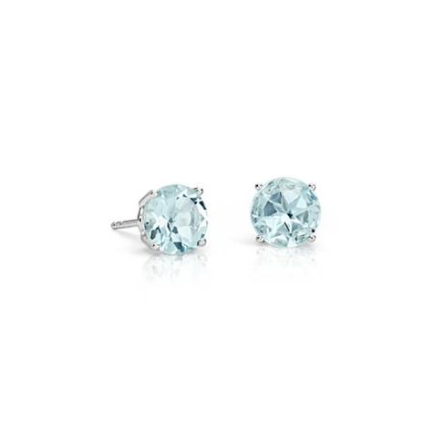 Simply elegant, these aquamarine stud earrings feature hand-selected cool blue aquamarines set in 14k white gold four-prong settings. Aquamarine Earrings Studs, Blue Diamond Earrings, Aquamarine Studs, White Gold Earrings Studs, March Birthstone Jewelry, Precious Gemstones Jewelry, Aquamarine Earrings, Halo Earrings Studs, Aquamarine Jewelry