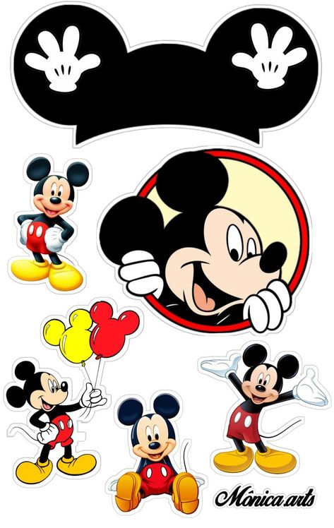 Mickey Mouse Topper, Imprimibles Mickey Mouse, Bolo Do Mickey Mouse, Mickey Mouse Classroom, Mickey Mouse Cake Topper, Mickey Invitations, Mickey Mouse Printables, Miki Mouse, Mickey Mouse Crafts