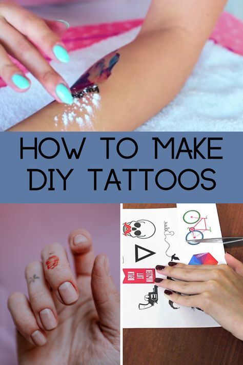 DIY Tattoos - How To Make Them At Home! - TattooGlee How To Make Stick On Tattoos, Homemade Fake Tattoos, Cricut Temporary Tattoo Diy, How To Do Fake Tatoos At Home, Cricut Tattoo How To, At Home Temporary Tattoo, How To Make Your Own Fake Tattoo, Diy Semi Permanent Tattoo, How To Make Fake Tatoos At Home