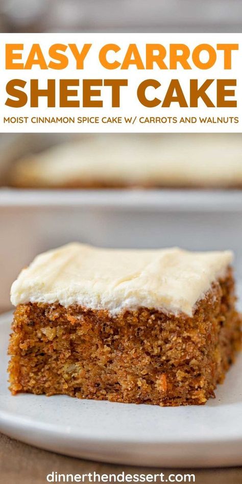 Sheetcake Dessert, Cinnamon Spice Cake, Carrot Sheet Cake Recipe, Carrot Sheet Cake, Brown Butter Cream Cheese Frosting, Brown Butter Cream Cheese, Slab Cake, Carrot Cake Bars, Carrot Cake Recipe Easy