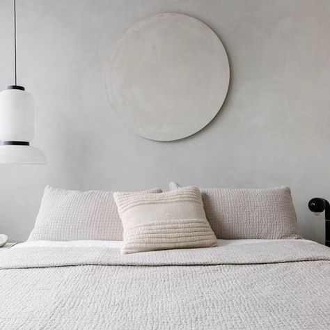 Pure & Original USA & Canada on Instagram: “R E G R A M crisp, light and yet very warm. We love how this bedroom turned out. Design by @beigebeige.co, on walls Marrakech Walls in the…” Limewash Wall Living Room, Gray Limewash Wall, Gray Limewash, Limewash Wall, Wash Walls, Marrakech Walls, Pure And Original, Lime Wash Walls, Limewash Walls