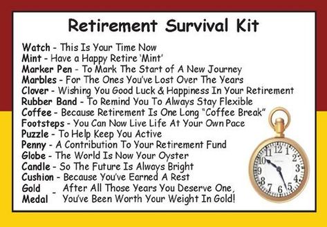 Retirement Survival Kit, Present Card, Retirement Presents, Survival Kit Gifts, Retirement Party Gifts, Retirement Quotes, Retirement Celebration, Survival Supplies, Teacher Retirement