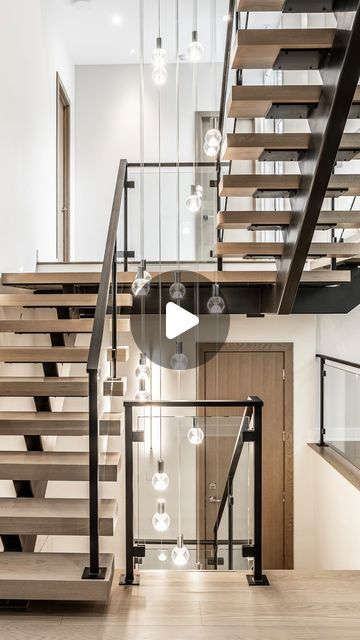 Emily Handke | Home Design | We can’t help but STAIR at this beauty all day long! ⁠
⁠
Tap to watch a highlight of these iconic, modern floating stairs. ⁠
⁠... | Instagram Iron Staircase Railing, Houses Interior, Floating Stairs, Modern Houses Interior, Modern Staircase, Modern Houses, Home Projects, Home Design, Home Interior Design