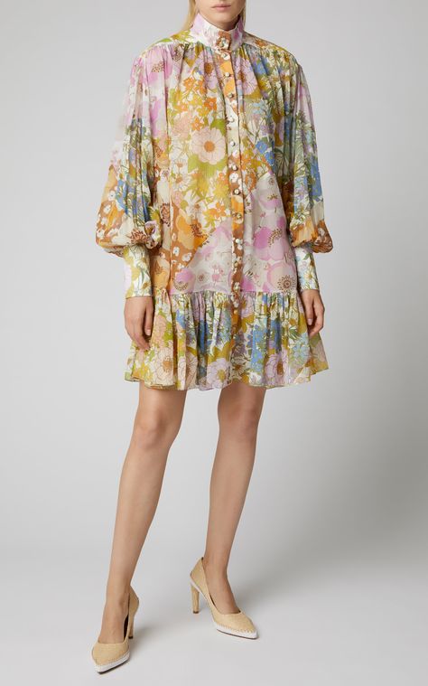 Floral Print Dress Outfit, Printed Dress Outfit, Chiffon Mini Dress, Linen Mini Dress, Printed Mini Dress, A Dress, Floral Print Dress, Moda Operandi, Look Fashion