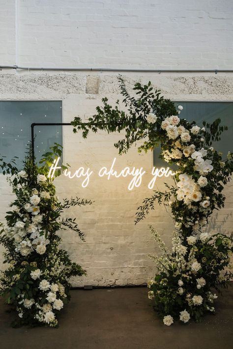 Rustic Wedding Decorations, Wedding Backdrop Decorations, Wedding Neon Sign, Future Wedding Plans, Neon Wedding, Cute Wedding Ideas, Wedding Goals, Always You, Wedding Cake Designs