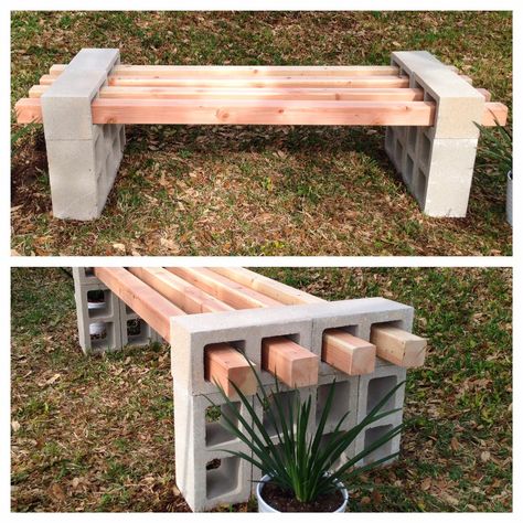 What's not to love about this super cheap DIY bench that uses no nails and takes just an hour to construct?  Instructions here! Cinder Block Bench With Planter, Unique Garden Planters, Samaritans Purse, Cinder Block Bench, Diy Bank, Block Bench, Cinder Blocks, Backyard Furniture, Yard Project