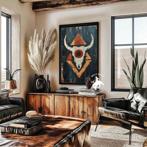 Southwestern Room Decor, Gift For Her, Cowboy Wall Art, Texas Gift, New Mexico Art, Boho Wall Art, Illustration Print, Native Decor, Aztec Western Moody Decor, Texas Inspired Decor, Boho Western House Decor, Southwestern Modern Decor, Western Office Ideas, Western Boho Room, Southwest Modern Decor, Western Gothic Decor, Western Boho Living Room