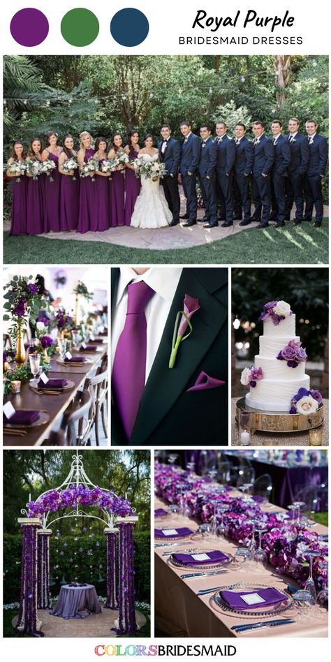 Violet Purple Bridesmaid Dresses, Violet And Navy Blue Wedding, Purple Blue Burgundy Wedding, Navy Blue Suit With Purple Tie, Purple White Wedding Theme, Purple Rain Wedding Theme, Navy And Violet Wedding, Purple And Navy Wedding Theme, Bridesmaid Dresses Royal Purple