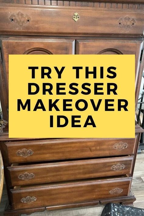 Check out this beautiful upcycle idea for old furniture you can find at your local thrift store or flea market. This creative paint job is perfect for vintage dressers and chests. #diy #makeover #furniture Painted Vintage Chest Of Drawers, Old Wood Dresser Makeover, Renovated Chest Of Drawers, Chest Dresser Makeover, Drawer Diy Makeover, Chest Of Drawers Upcycle Ideas, Painting Furniture With Chalk Paint Old Dressers Chest Of Drawers, Diy Old Furniture Makeover Wood, Painting Old Furniture Ideas Wood