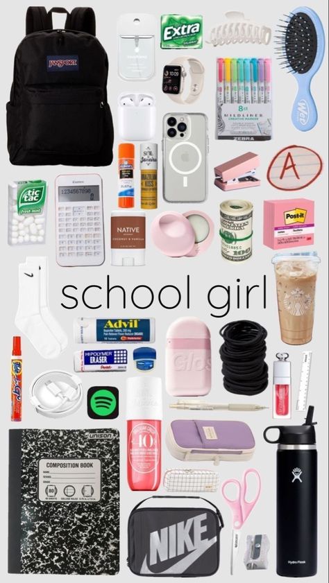 Schul Survival Kits, Middle School Essentials, Studie Hacks, School Emergency Kit, School Backpack Essentials, Preppy School Supplies, Back To School Bag, Pretty School Supplies, Everyday Bag Essentials