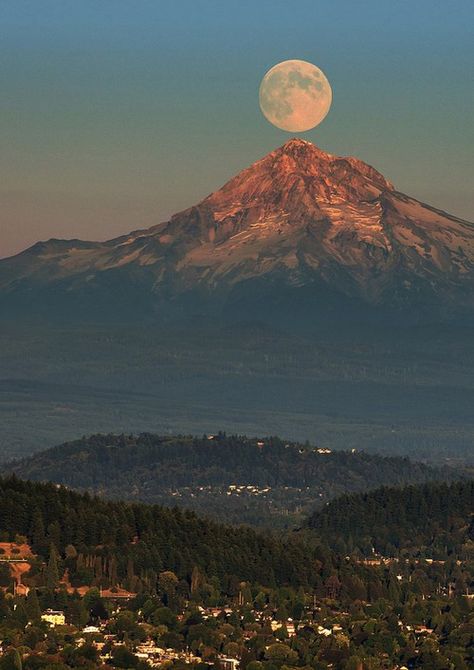 Another one of Mt. Hood and the Moon Portland Oregon, Portland, Night Skies, Nature, Full Blue Moon, Mt Hood, Travel Alone, Solo Travel, Full Moon