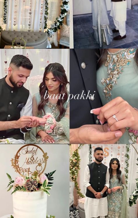 Sagai Decoration Ideas, Baat Pakki Announcement, Pakistani Baat Pakki Decor At Home, Baat Pakki Cake Ideas, Bride Instagram Story, Walima Couple Dressing, Baat Pakki Decorations, Baat Pakki Decorations At Home, Baat Pakki Decor