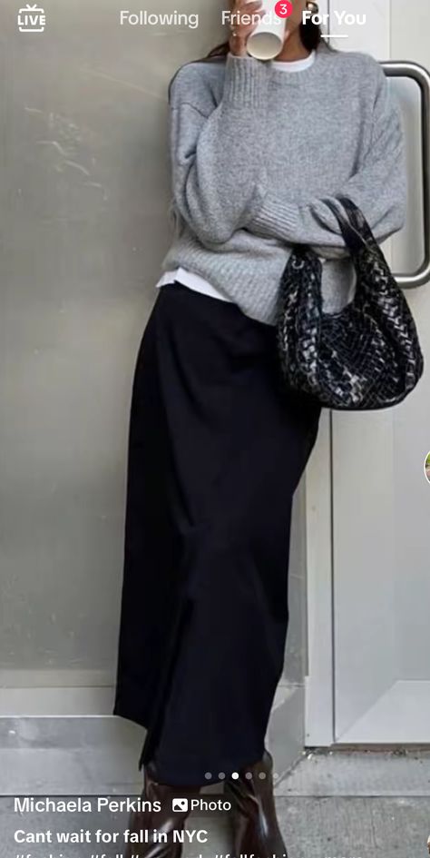 Rok Outfit, Black Skirt Outfits, Maxi Skirt Outfits, Mode Casual, Looks Street Style, 가을 패션, Autumn Outfit, Looks Style, Mode Inspiration