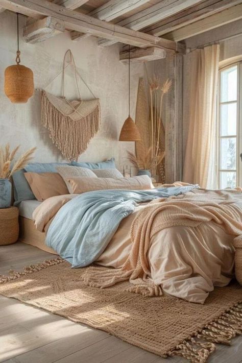 Japandi Bedroom Ideas, Modern Bohemian Bedroom, Modern Boho Bedroom, Earthy Bedroom, Sanctuary Bedroom, Boho Bedroom Decor, Bohemian Bedroom, Bedroom Boho, Bedroom Aesthetic