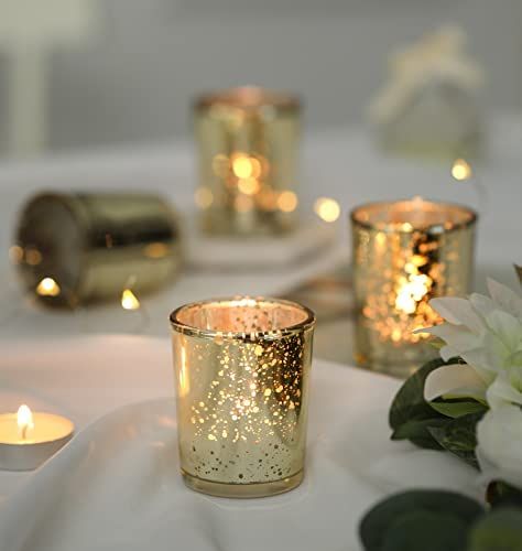 Mercury Votives Wedding Centerpieces, Gold Tea Lights Wedding, Gold Mercury Votives, Mercury Glass Votives Wedding, Silver Votives Wedding, Small Votive Candles Wedding, Gold Tea Lights, Gold Tealight Holders, Votive Candles Wedding Centerpiece