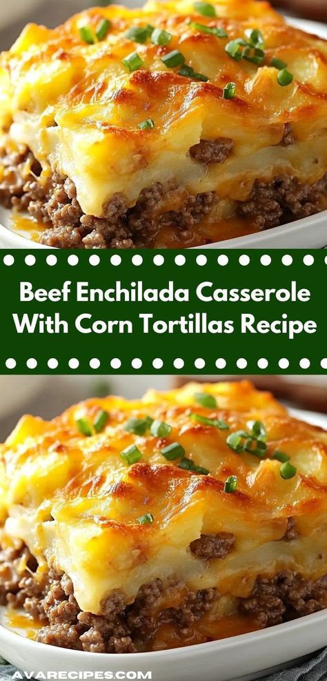 Craving a comforting dish? This Beef Enchilada Casserole is a fantastic choice, featuring savory layers of beef and cheese. It’s perfect for busy nights, offering quick preparation and hearty satisfaction for everyone. Enchilada Casserole With Corn Tortillas, Casserole With Corn Tortillas, Corn Tortilla Casserole, Casserole With Corn, Tortilla Casserole Recipes, Cheese Enchilada Casserole, Enchiladas Corn Tortillas, Beef Enchilada Casserole, Corn Tortilla Recipes