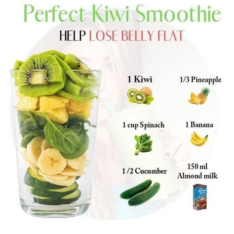 Fat Burner Smoothie, Easy Healthy Smoothie Recipes, Healthy Diet Smoothies, Kiwi Smoothie, Easy Healthy Smoothies, Smoothie Recipes Healthy Breakfast, Smoothie Drink Recipes, Smoothie Diet Plans, Diet Drinks