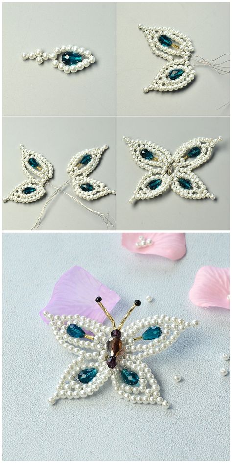 Beads Butterfly, Beaded Dragonfly, Beaded Butterfly, Seed Bead Flowers, Beads Craft Jewelry, Motifs Perler, Beaded Jewelry Tutorials, Seed Bead Tutorial, Beaded Crafts