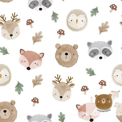 Faye B Doodles | Pattern Designer & Illustrator | Woodland Friends 🍄| Now available £25 for an exclusive colourway, or 2 for £45 Please comment to claim. Available colourways: White… | Instagram Owl Bear, Watercolour Pattern, Autumn Pattern, Woodland Friends, Fox Pattern, Pattern Animal, Illustrators On Instagram, Cute Fox, Fall Design