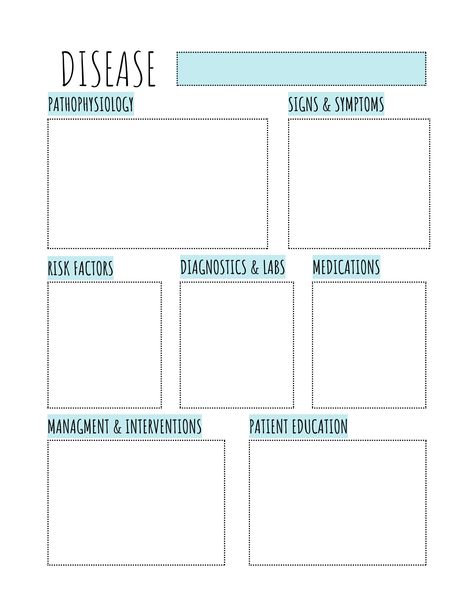 This is a study template made easy for any and all medical disease and diagnosis  Fill this guide out and use it to study for your exams   I used this guide myself during nursing school and it was a life saver!  I will be offering 5 different color options: (pastel) blue, pink, green. yellow, and purple Medication Study Template, Nursing Disease Template, Disease Study Template, Nursing Study Guide Template, Medical School Notes Study Guides, Disease Template Nursing, Medical School Notes Aesthetic, Disease Process Template, Nursing School Notes Study Guides Free