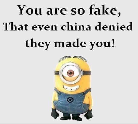 That’s gotta suck.. especially if you’re Chinese! Ouch!! So minions should apologize for calling them fake!! ✌☀️☀️ Verknipte Humor, Comebacks Humor, Minion Meme, Minion Memes, Funny Roasts, Funny People Quotes, Funny Minion Pictures, Funny Minion Memes, Minion Jokes