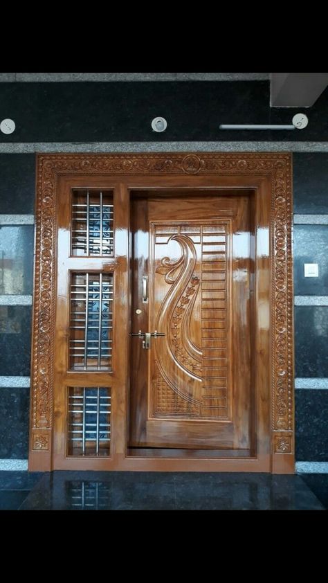 Main Entrance Wooden Doors, Indian Main Door Designs, Wooden Door Designs, Single Main Door Designs, Main Door Design Photos, Latest Door Designs, Entry Door Designs, House Front Door Design, Door Design Photos