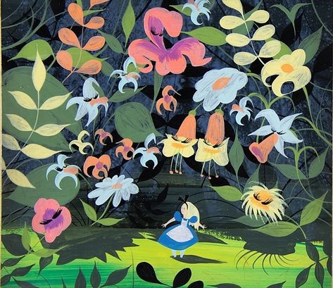 Disney History | Concept art for Alice In Wonderland by Mary Blair #maryblair #conceptart #aliceinwonderland #disneyartist #disneymovie #disneycartoon… | Instagram Alice In Wonderland Mary Blair, Mary Blair Small World Concept Art, Disney Mary Blair, Mary Blair Concept Art, Mary Blair Art Illustrations, Alice In Wonderland Who Are You, Disney Background Art, Guache Ideas, Mary Blair Alice In Wonderland