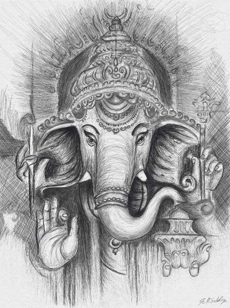 Pen Art Ganesha, Ganesh Charcoal Sketch, Ganesha Charcoal Sketch, Lord Ganesha Pencil Sketch, Ganesha Sketch Pencil, Shading Drawing Sketches Artworks, Ganpati Sketch Pencil, Pen Art Work Illustrations, Hindu God Sketch