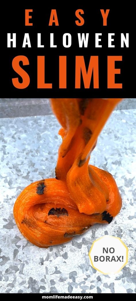 This DIY Halloween slime recipe with baking soda and with contact solution is SO EASY for kids to learn how to make! This slime recipe is fun to make as a family and we love that it is made without borax! Slime Recipie, Dyi Slime, Diy Halloween Slime, Halloween Slime Recipe, Baking Soda Slime, Slime Business, Slime With Contact Solution, Borax Slime Recipe, Slime Ideas