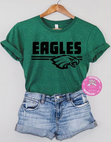 School Tshirt Designs, Spirit Wear Designs, School Spirit Shirts Designs, Team Spirit Shirts, Eagles Shirt, Eagles Team, School Shirt Designs, Booster Club, Mascot Shirt