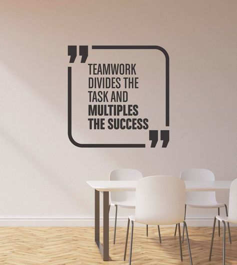 Office Space Interior, Office Quotes Wall, Bedroom Area Rugs, Office Wall Graphics, Office Graphics, Office Wall Design, Office Design Inspiration, Teamwork Quotes, Office Wall Decals