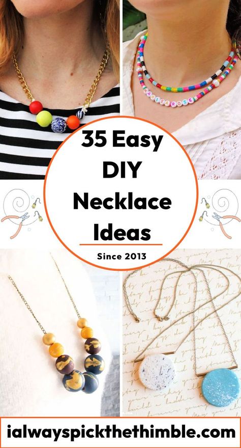 35 DIY Necklace Ideas: How To Make Necklaces Craft Necklaces Ideas, Make Your Own Jewelry Necklaces, How To Make Your Own Necklace, Trendy Diy Jewelry Necklaces, Easy Jewelry Making Ideas Simple, Making Necklaces Ideas, Diy Gold Necklace, Necklaces Diy Ideas, How To Make A Necklace With Beads