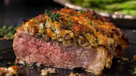 Blue Cheese Crusted Steak, Crusted Steak Recipe, Blue Cheese Steak, Crusted Steak, Steak With Blue Cheese, Blue Cheese Recipes, Julia Childs, Ribeye Steak Recipes, Crockpot Mac And Cheese