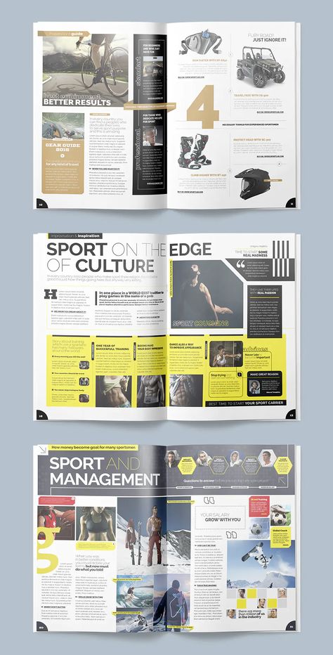 Sport Magazine Template INDD - 25 unique pages Basketball Magazine Layout, Sport Magazine Layout Design, Sport Layout Design, Magazine Sport Design, Sport Magazine Design, Sport Magazine Layout, Sports Magazine Layout, Sports Magazine Cover, Sports Newsletter