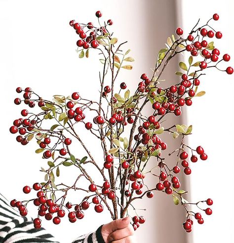 Amazon.com: AIGTENG 2Pack 27.6 inch Artificial Berry Leaves Branches, Branches Autumn Fake Fall Olive Leaf Stem Shrubs Faux Plants for Table vase Home Kitchen Festival, Red (#MN#0W8) : Home & Kitchen Filled Vases, Berry Plants, Christmas Floral Arrangements, Olive Leaf, Vase Centerpieces, Wedding Christmas, Christmas Floral, Arte Floral, Faux Plants