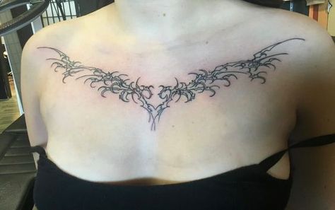 Rate This cyberciligism tattoo ideas From ⭐1~10. SAVE & FOLLOW i will update everyweek. Chest Collar Bone Tattoo, Cyberciligism Tattoo, Collar Tattoo, Tattoos Inspo, Bone Tattoo, Grunge Tattoo, Bone Tattoos, Fantasy Tattoos, Small Pretty Tattoos