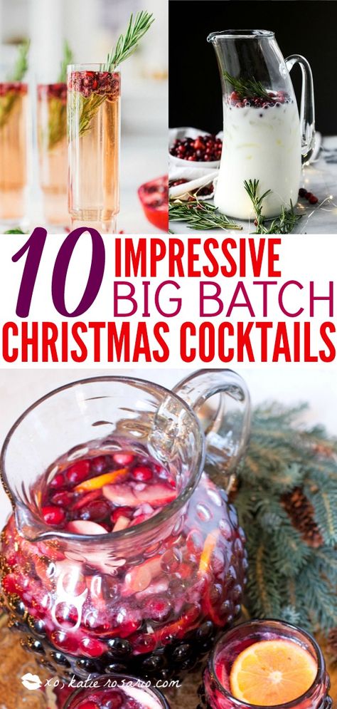 10 Impressive Big Batch Christmas Cocktails | When it’s cold outside there’s nothing better than a handcrafted cocktail to warm you up! These Christmas cocktails for a crowd are great for holiday entertaining! That way guest can help themselves and you look like a superstar! Here’s 10 Handcrafted Christmas Cocktails Ready for a Crowd! #xokatierosario #christmascocktails #cocktailsforacrowd #christmasdrinkideas Big Batch Christmas Cocktails, Christmas Cocktails For A Crowd, Cocktails Birthday, Cocktails For A Crowd, Christmas Cocktail Party, Cocktail Vintage, Party Cocktails, Christmas Cocktail, Christmas Entertaining