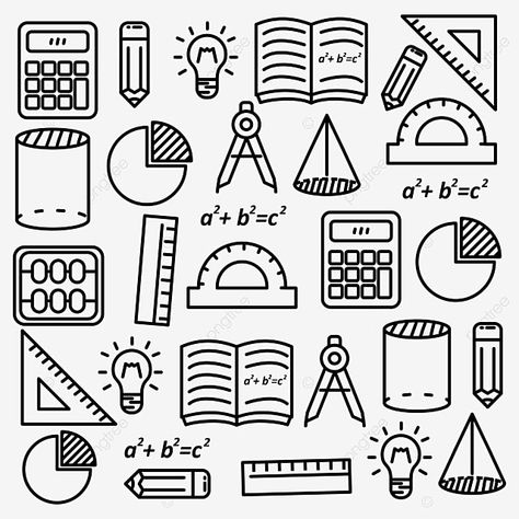 Math Design Sticker, Mathematics Signs And Symbols, Cute Calculator Drawing, Mathematics Doodle Art, Math Design Drawing, Mathematics Lettering Design, Study Drawing School, Cute Math Drawings, Math Related Drawings