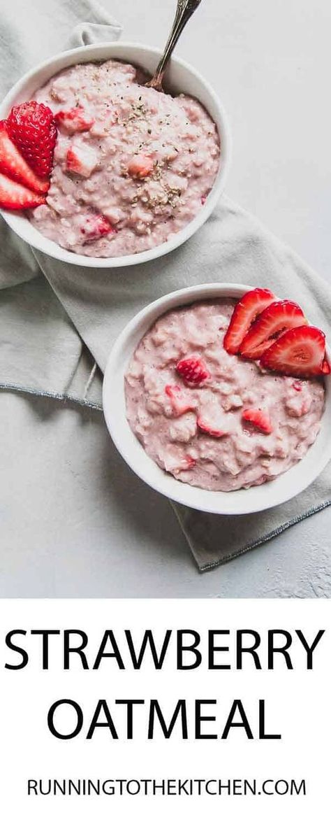 Oatmeal Recipes Strawberry, Strawberry Oatmeal Recipes, Strawberry And Cream Oatmeal, Oatmeal Stovetop, Yankee Recipes, Oatmeal Strawberry, Summer Breakfasts, Strawberry Oats, Strawberry Oatmeal Smoothie