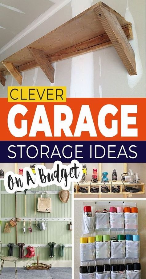 DIY Garage Storage Ideas (on a Budget!) • The Budget Decorator Storage Ideas On A Budget, Diy Garage Storage Ideas, Easy Garage Storage, Garage Hacks, Garage Wall Storage, Garage Storage Inspiration, Garage Storage Ideas, Garage Organization Tips, Garage Organisation