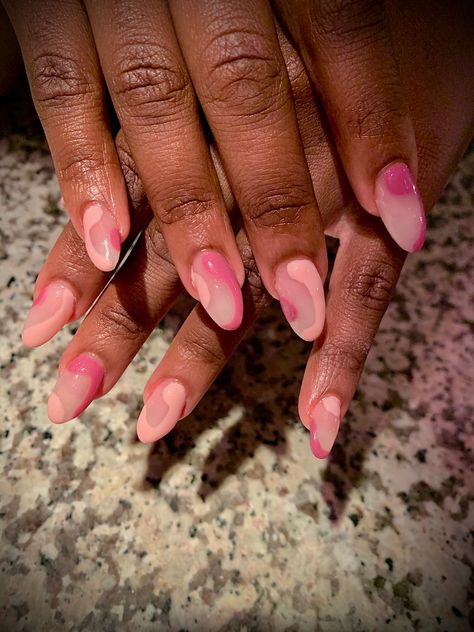 Almond Acrylic Nails Designs Minimalist, Half Nail Design Ideas, Really Short Almond Nails, Simple Round Nails, Half Nail Design, Simple Abstract Nails, Short Round Nails Designs, Round Nails Designs, Blob Nails