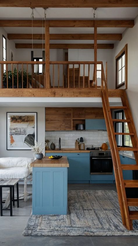 Cozy Chic: 15 Playful Loft House Design Ideas for Small Spaces - Cheerful Talks Tiny House Blueprints With Loft, Two Story House Interior Design, Small Apartment Floor Plans 2 Bedroom, Loft House Design Floor Plans, Loft Apartment Layout, Small Loft House, Loft Type House, Small House Plans With Loft, Loft Style House