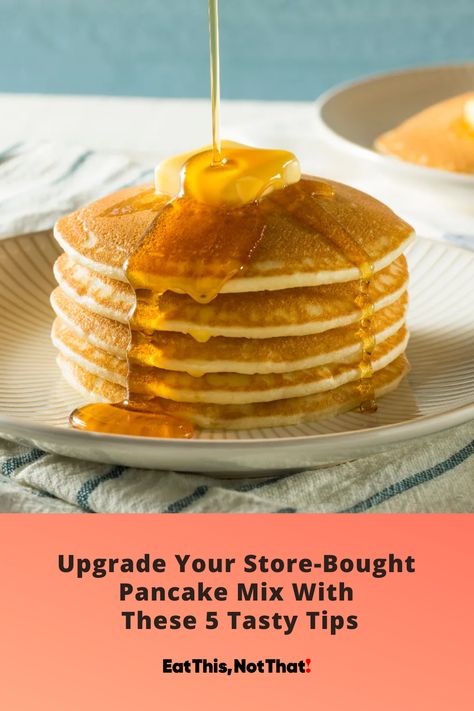 Unlock the untapped potential in your store-bought pancake mix with these 5 simple yet creative tips. Make your breakfast experience extraordinary and impress your family with your mouthwatering pancake creations. Join us on this culinary journey and never settle for basic pancakes again! Pancakes In Crockpot, Instant Pancake Mix Recipe Ideas, Box Waffle Mix Hacks, Box Pancake Mix Hack, Pancake Mix Hacks, Pancake Creations, Ultimate Pancake Recipe, Pancake Box, Extra Fluffy Pancakes