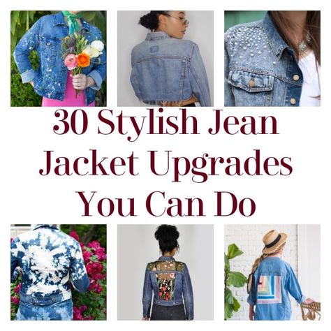 Denim Jacket Craft Ideas, Repurpose Jean Jacket, Blue Jean Jackets Decorated, Diy Pearl Jean Jacket, Diy Denim Jacket Patch, Denim Jacket Makeover, Upcycle Jean Jacket Diy Ideas, Jean Jacket Decorating Ideas, Denim Jacket Decorating Ideas