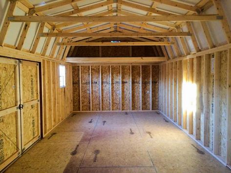 How to Turn a Shed into an Office in 13 Steps | Fisher Barns Shed To Office Conversion Diy, Shed Converted To Office, Shed Turned Office, Tuff Shed Office Interior, Interior Shed Design, Turn Shed Into Office, Diy Shed Office, Shed Turned Into Office, Convert Shed To Office