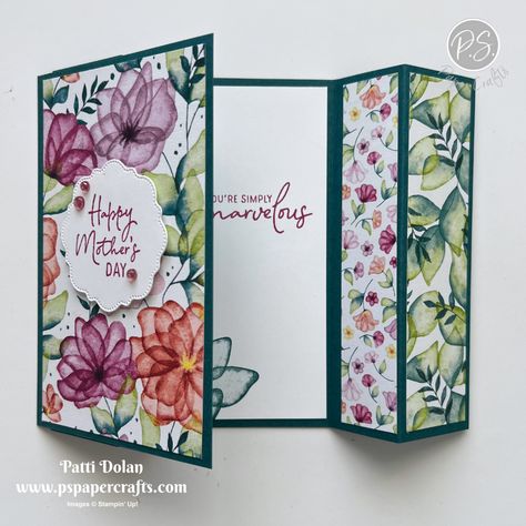 Translucent Florals, Thoughtful Expressions, Designer Paper Cards, Stampin Up Birthday Cards, Fancy Fold Card Tutorials, Floral Cards Design, Card Making Templates, Paper Crafts Card, Up Book