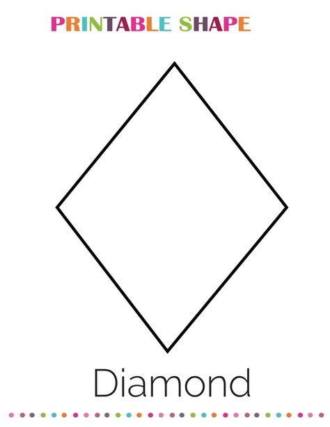 Diamond Coloring Page, Pattern Shapes Templates Free Printables, Shapes Coloring Pages Free Printable, Large Shapes Free Printable, Diamond Shape Activity, Shape Coloring Pages Free Printable, Diamond Template Free Printable, Diamond Crafts Preschool, Diamond Activities For Preschool