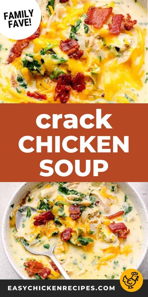 This one-pot, 30-minute, creamy crack chicken soup recipe is unbelievably flavorful, addictive, and easy to make! It's the ultimate comfort dinner, filled with bacon, ranch, shredded chicken, cream cheese, and a delicious broth. Bowl Chicken, Soup Recipes Slow Cooker, Crock Pot Soup, Ranch Seasoning, Chicken Soup Recipes, Crockpot Recipes Slow Cooker, Easy Soups, Easy Soup Recipes, Chicken Tacos