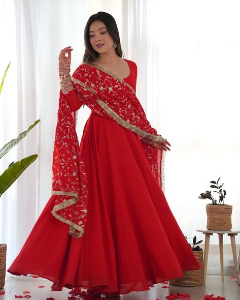 Comment “Link” To Get Details In DM ❤️ Red Pure Soft Fox Georgette Anarkali Suit Set With Huge Flair, Dupatta & Pant Search “KB 241” On Our Website To Shop 👗 Hurry, Book Fast To Make This Festival Season Unforgettable ✨ Shop Now From www.BahuPalace.com Link In Bio DM/WhatsApp Us At +91 9409911700 💖 Take Screenshot & Send Us To WhatsApp For More Details! Which One You Want To Buy/Inquiry? 🙈 100% Quality Assured Premium Product With Pocket Friendly Price | Free Express Shipping | Cash On D... Georgette Anarkali Dress, Pink Suits Women, Red Anarkali Suits, Suits For Women Indian, Anarkali Designs, Georgette Anarkali Suits, Red Anarkali, Pink Anarkali, Designer Anarkali Dresses