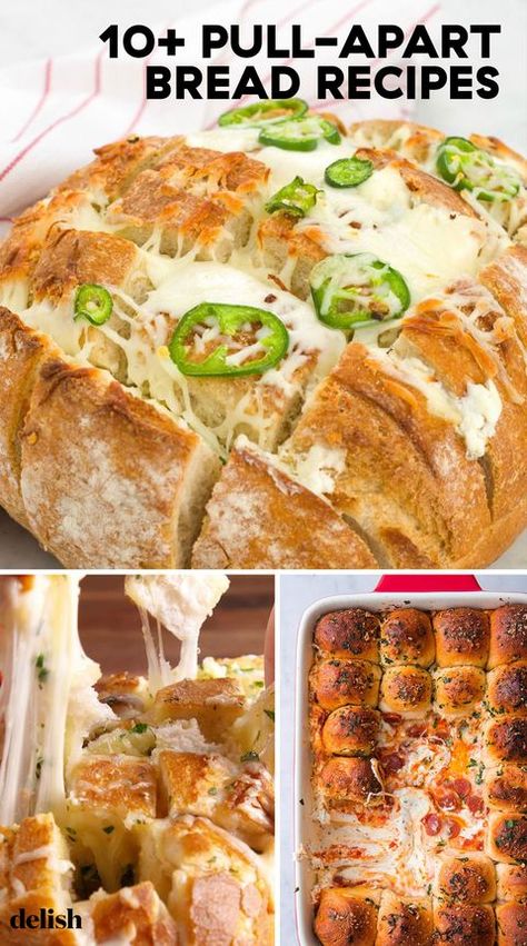 image Bread Bowl Appetizers Parties Food, Bread Appetizers Finger Foods, Pull Apart Bread Appetizer Recipes, Party Bread Appetizers, Pull Apart Appetizers, Cheese Bread Pull Apart, Bread Appetizers Easy, Pull Apart Bread Recipes, Pull Apart Bread Appetizer